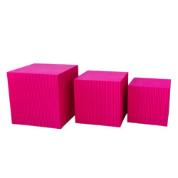 House Vitamin Set of 3 square pink mdf side tables / display pedestals – 29, 34 & 40 cm