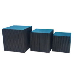 House Vitamin Set of 3 square black mdf side tables / display pedestals – 29, 34 & 40 cm