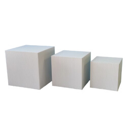 House Vitamin Set of 3 square white mdf side tables / display pedestals – 29, 34 & 40 cm