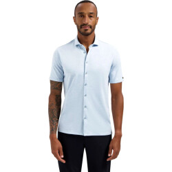 No Excess Shirt short sleeve melange jersey blue