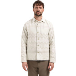 No Excess Overshirt full button jacquard taupe