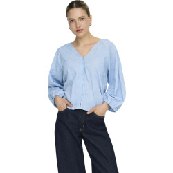 Only Onlzion 3/4 v-neck emb top wvn soft chambray