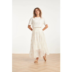 Smashed Lemon Zwierige maxi-rok met geborduurde print en stroken |