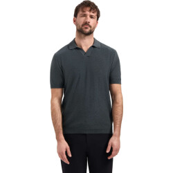 No Excess Pullover short sleeve v-polo slub dark steel