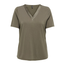 Only Onlfree life ss split v-neck top jrs taupe