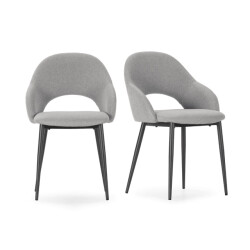 CaliCosy Stoelen set van 2 in stoffen met metalen poten, h84 cm lila