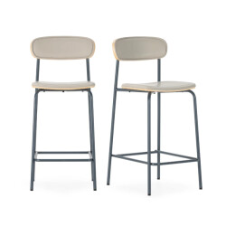 CaliCosy Barkrukken set van 2 in kunstleer met metalen poten, h95 cm tess