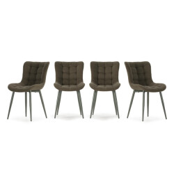 CaliCosy Stoelen set van 4 in gewatteerde stof met metalen poten h85 cm maË