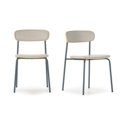 CaliCosy Stoelen set van 2 in kunstleer met metalen poten, h78 cm aya