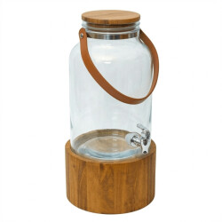 Casa di Elturo Drankdispenser lucento 6l met kraan – glazen waterdispenser met houten standaard