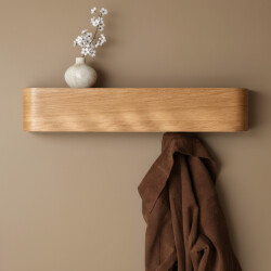 Casa di Elturo Design wand kapstok met plank bergen oak massief grenenhout 5 haken l53