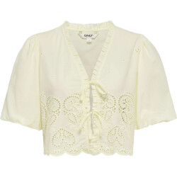 Only Onlbryson s/s short emb tie top wvn lemon icing