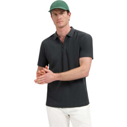 No Excess Polo short sleeve jacquard dark steel