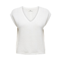Jacqueline de Yong martha s/s button back pullover 15366252 cloud dancer