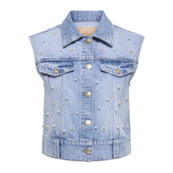 Only onlonur pearl deco dnm vest red dot 15366346 light blue denim