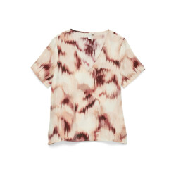 Vero Moda Vmkaterina ss v-neck top wvn btq ecru dessin