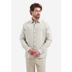 No Excess Shirt vertical big stripe with linen zand dessin