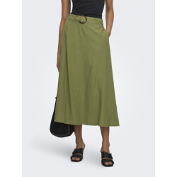 Jacqueline de Yong milan linen hw belted skirt wvn 15366394 olive drab