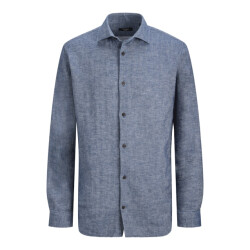 Jack & Jones Jprblaparker linen blend ls shirt blue denim