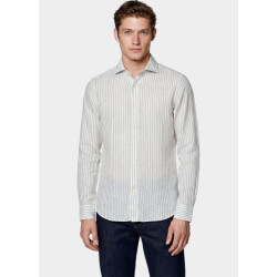 Bos Bright Blue Casual hemd lange mouw linnen shirt 5401.426/2d