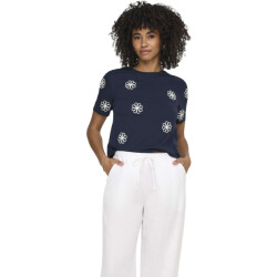 Only Onlmarisse s/s emb top box jrs navy blazer/flower