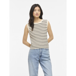 Vila Vimalu rib sl o-neck knit top ecru dessin