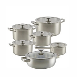 Habonne Allure pannenset downdraft 6 delig 5 ply rvs met glasdeksel