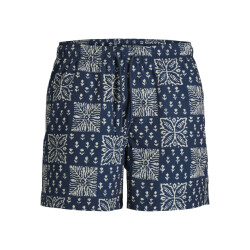 Jack & Jones Heren zwemshort jpstmaui shell geblokt/gebloemd donkerblauw/wit