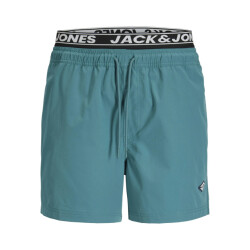 Jack & Jones Heren zwemshort jpstmaui surf dubbele waistband effen blauwgroen