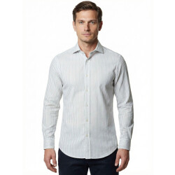 Bos Bright Blue Overhemd heren linnen shirt 5400.426/2b