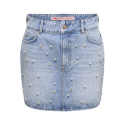 Only Onlonur pearl deco skirt dnm red dot blue denim