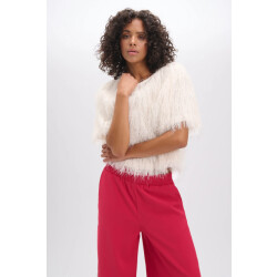 Refined Department R2603756905 ladies woven cropped fringes blouse fayenna