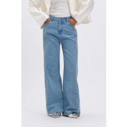 Refined Department R2603171931 ladies woven relaxed fringes denim pants payton