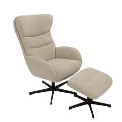 Label51 Fauteuil malmo naturel incl. hocker 75x82x108 cm