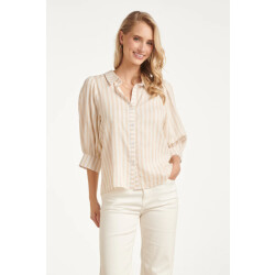 Smashed Lemon Gestreepte dames blouse met pofmouwen |