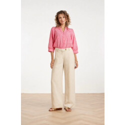 Smashed Lemon Linnen wide leg pantalon |
