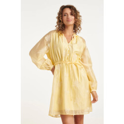 Smashed Lemon Romantische kortejurk met ruches en taillekoord |