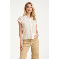 Smashed Lemon Blouse met bloemen borduursel en korte mouwen |