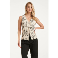 Smashed Lemon Stijlvolle gilet met contrastrijk borduurwerk en strikdetails |