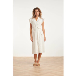 Smashed Lemon Broderie doorknoopjurk met flutter mouwen |