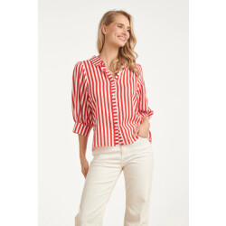 Smashed Lemon Gestreepte dames blouse met pofmouwen |