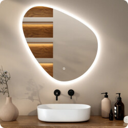 Mirlux Badkamerspiegel 80x80cm asymmetrisch frameloos
