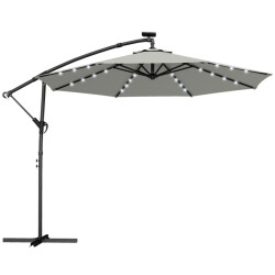 4goodz Zweefparasol met led zonne-energie verlichting ca. 300 cm met voet en