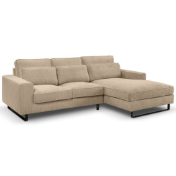 Furnilux Bolivia l-vormige sofa rechts beige | moderne linnen bank met relaxcomfort