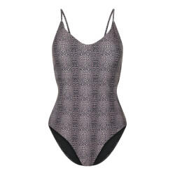 Pieces Dames badpak pcbaomi ronde hals zwart/luipaard print
