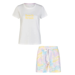 By Louise Dames shortama korte pyjama set geprint wit/multi