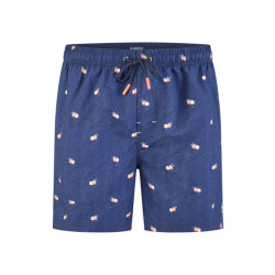 Happy Shorts Heren zwemshort donkerblauw manderijn fruit print
