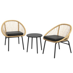 4goodz 3-delige tuinmeubelset met polyrattan stoelen -