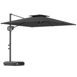 4goodz Zweefparasol vierkant 247 cm met parasolvoet kantelbaar en draaibaar -