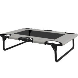 4goodz Opvouwbaar verhoogd hondenligbed 75 x 51 x 18 cm grijs